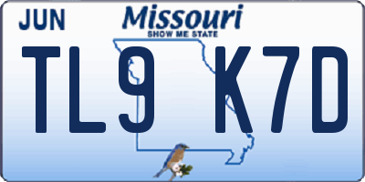 MO license plate TL9K7D