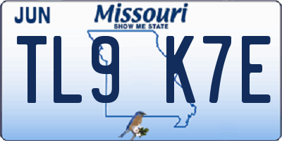 MO license plate TL9K7E