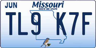 MO license plate TL9K7F
