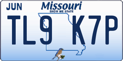 MO license plate TL9K7P