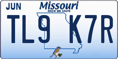 MO license plate TL9K7R