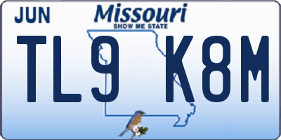 MO license plate TL9K8M