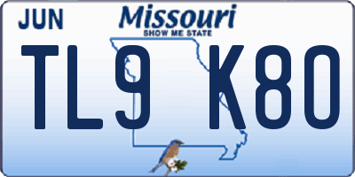 MO license plate TL9K8O