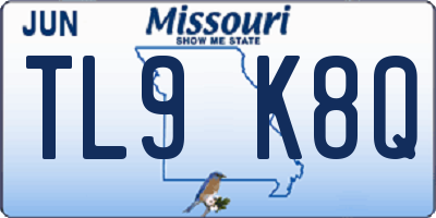 MO license plate TL9K8Q