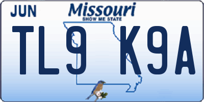 MO license plate TL9K9A