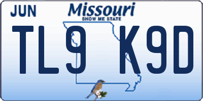 MO license plate TL9K9D