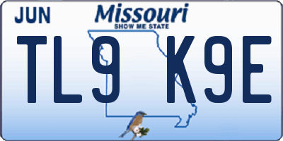 MO license plate TL9K9E