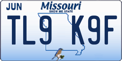 MO license plate TL9K9F