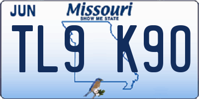MO license plate TL9K9O