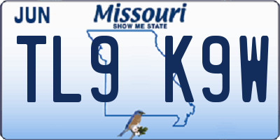 MO license plate TL9K9W