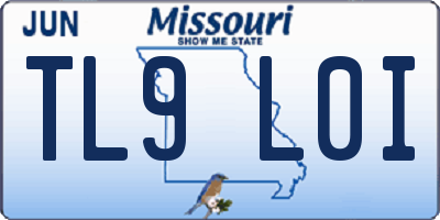 MO license plate TL9L0I