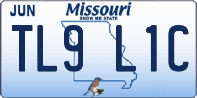 MO license plate TL9L1C