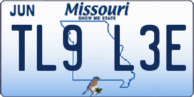MO license plate TL9L3E