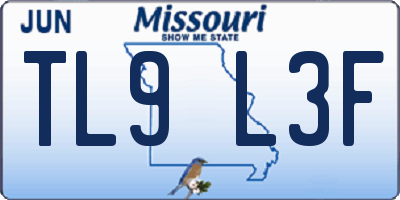 MO license plate TL9L3F