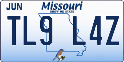 MO license plate TL9L4Z