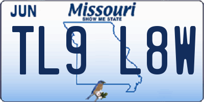 MO license plate TL9L8W