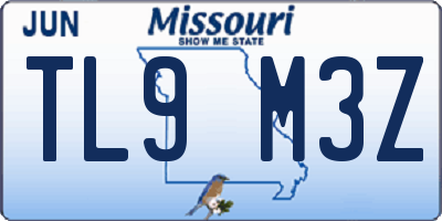 MO license plate TL9M3Z