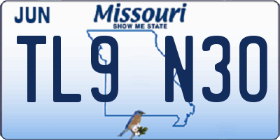 MO license plate TL9N3O