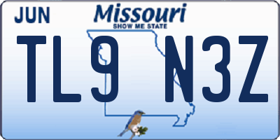 MO license plate TL9N3Z