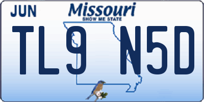 MO license plate TL9N5D