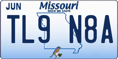 MO license plate TL9N8A