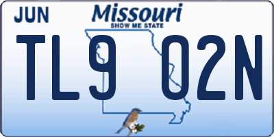 MO license plate TL9O2N