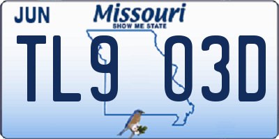 MO license plate TL9O3D