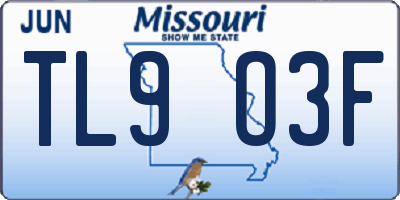 MO license plate TL9O3F