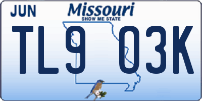 MO license plate TL9O3K