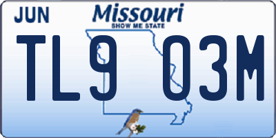 MO license plate TL9O3M