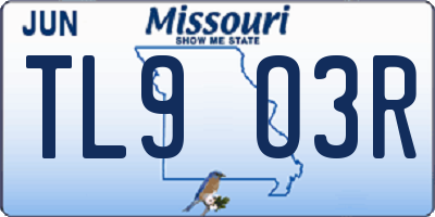 MO license plate TL9O3R