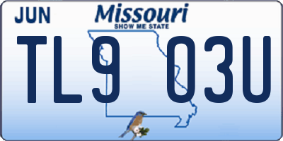 MO license plate TL9O3U