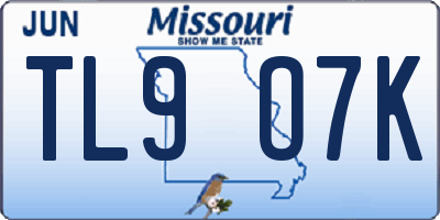 MO license plate TL9O7K