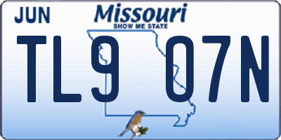 MO license plate TL9O7N
