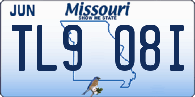 MO license plate TL9O8I