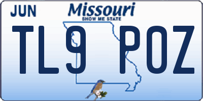 MO license plate TL9P0Z