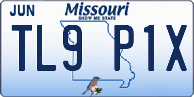 MO license plate TL9P1X