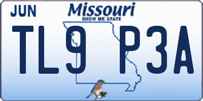 MO license plate TL9P3A