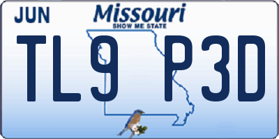 MO license plate TL9P3D