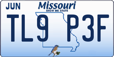 MO license plate TL9P3F