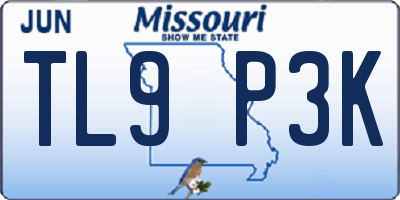 MO license plate TL9P3K