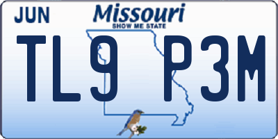 MO license plate TL9P3M