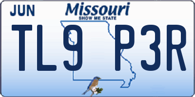 MO license plate TL9P3R