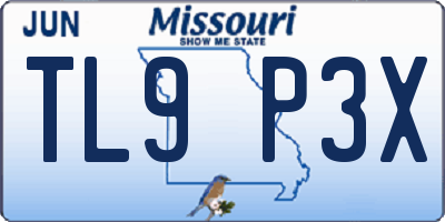MO license plate TL9P3X