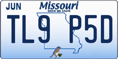 MO license plate TL9P5D