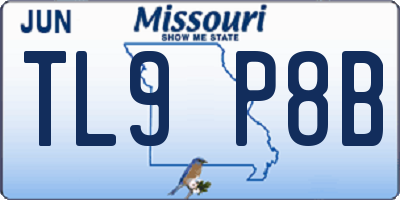 MO license plate TL9P8B