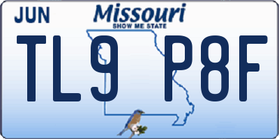 MO license plate TL9P8F