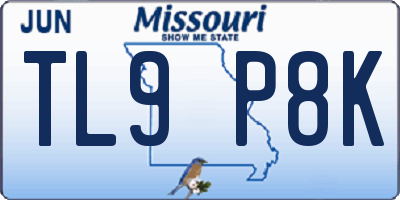 MO license plate TL9P8K