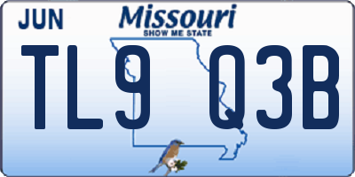 MO license plate TL9Q3B