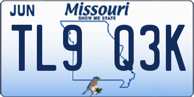 MO license plate TL9Q3K